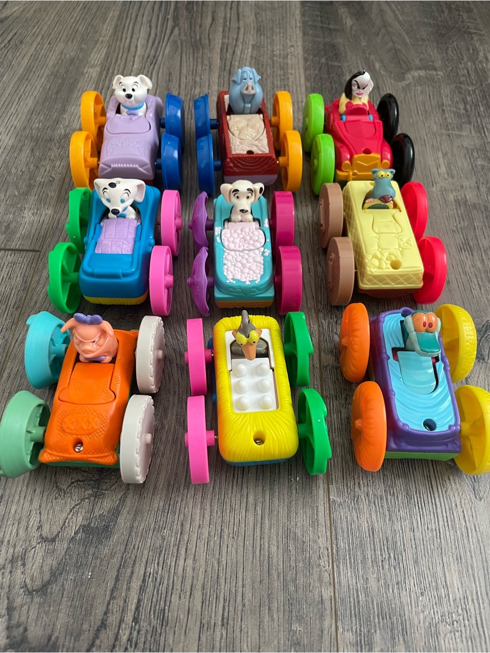 McDonald's 101 Dalmatians Toy Character Cars Lot of 9 Plastic Figures 1997